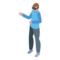 Man in virtual reality headset gesturing vector