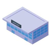 Colorful isometric illustration of a modern airport terminal building vector