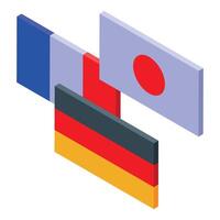 Isometric design with overlapping geometric shapes in bold colors vector