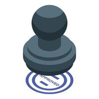 3d isometric illustration of a rubber stamp with an approved imprint vector