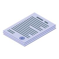 Isometric stack of documents with approval stamp vector