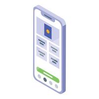 Colorful isometric illustration of a modern smartphone with a user interface design vector