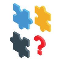 Colorful 3d puzzle pieces with red question mark vector