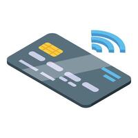 Credit card with wireless signal icon vector