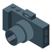 3d isometric illustration of a digital camera in a clean, modern style vector
