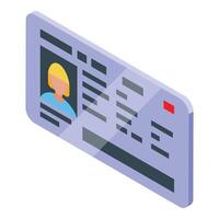 Isometric social media profile interface vector