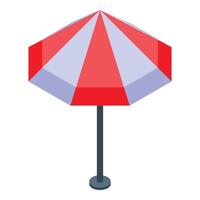 Red and white beach umbrella illustration vector