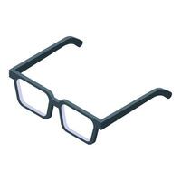 graphic of isometric eyeglasses with black frames on a white background vector