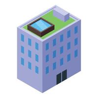 Isometric highrise building with rooftop pool vector