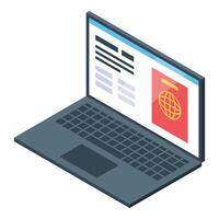 Isometric laptop with webpage display vector