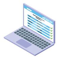 Isometric laptop with checklists on screen vector