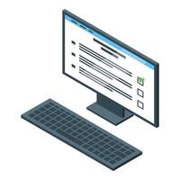 Isometric computer with online checklist vector
