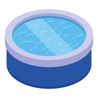 graphic of a blue inflatable pool in isometric view, suitable for summer designs vector