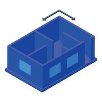 ilustración de un 3d isométrica casa en azul con un ordenado minimalista estilo vector