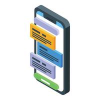 Isometric smartphone with chat interface illustration vector