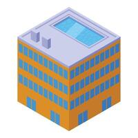 Isometric office building with rooftop pool vector