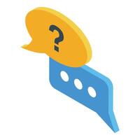 Isometric chat bubble with question mark icon vector