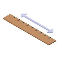 Digital isometric illustration of a wooden ruler with measurement indicators vector