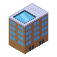 isométrica moderno edificio con techo piscina vector