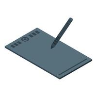 Isometric digital drawing tablet with stylus vector