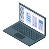 Isometric laptop with interface elements vector
