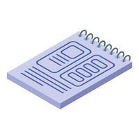 Isometric view of a 3d spiral notebook with visual data representation vector