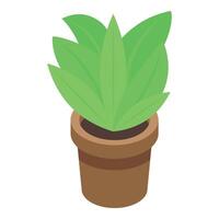 Vibrant isometric illustration of a green potted plant, ideal for ecofriendly themes vector