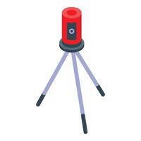 Isometric illustration of red laser level on tripod vector