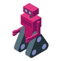 Isometric red robot on white background vector
