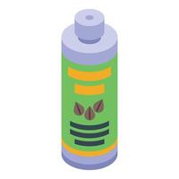 image of a stylized isometric spray can with green label and nozzle, on a white background vector