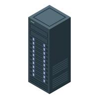 Detailed isometric illustration of a modern server rack with led indicators vector