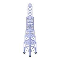 Detailed illustration of an isometric communication tower on a white background vector