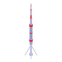 Isometric illustration of a red and white radio transmission tower with supports vector