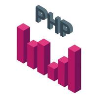 php crecimiento gráfico en 3d isométrica diseño vector