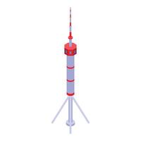 Digital illustration of a 3d isometric view of a modern radio communication tower vector