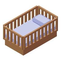 Isometric wooden baby crib illustration vector