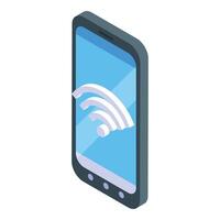 Isometric smartphone with wifi signal icon vector