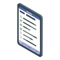 Isometric digital checklist on tablet vector