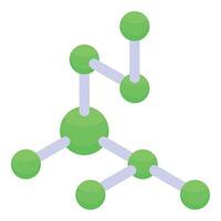 3d isometric illustration of a simple molecular structure with spherical atoms connected by bonds vector