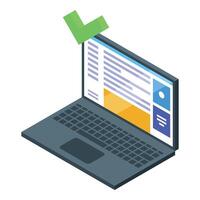 Isometric laptop with checkmark icon on screen vector