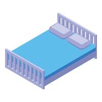 Isometric double bed with pillows illustration vector