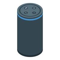 Isometric design of a modern smart speaker with touch controls on top vector