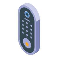 Isometric graphic of a modern smart doorbell system for home security vector