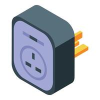 3d isometric illustration of a compact power adapter with electrical prongs vector