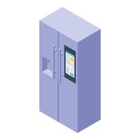 graphic of a modern smart fridge with digital display, isolated on white vector