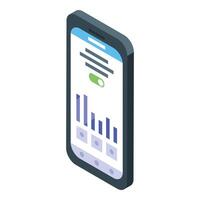 Isometric smartphone with graphs and data analytics vector