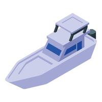 Vibrant isometric digital illustration of a modern speedboat vector
