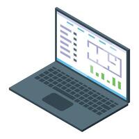 Isometric laptop with business analytics display vector