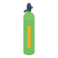 graphic of a green oxygen cylinder in an isometric view on a white background vector