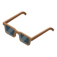 Digital rendering of stylish brown sunglasses in an isometric view on white background vector